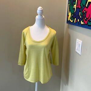 Eileen Fisher M silk cotton jersey mid sleeve top.